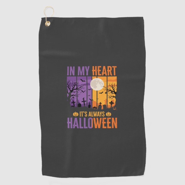 Serviette De Golf Halloween Dans Mon Cœur Cimetière Effrayant (Devant)