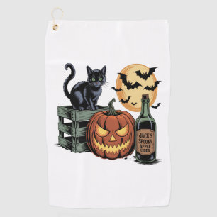 Serviette De Golf Halloween de la bière de chat citrouille