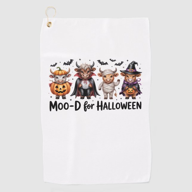Serviette De Golf Halloween de la vache de Highland saison Éffrayant (Devant)