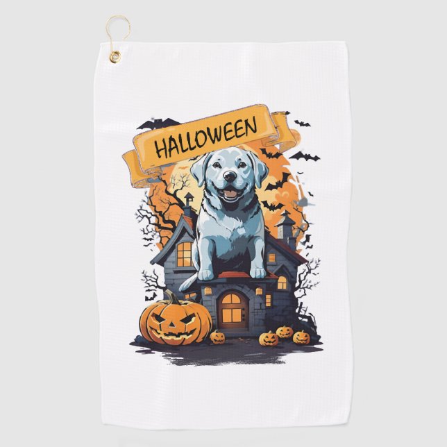 SERVIETTE DE GOLF HALLOWEEN ET CHIEN (Devant)