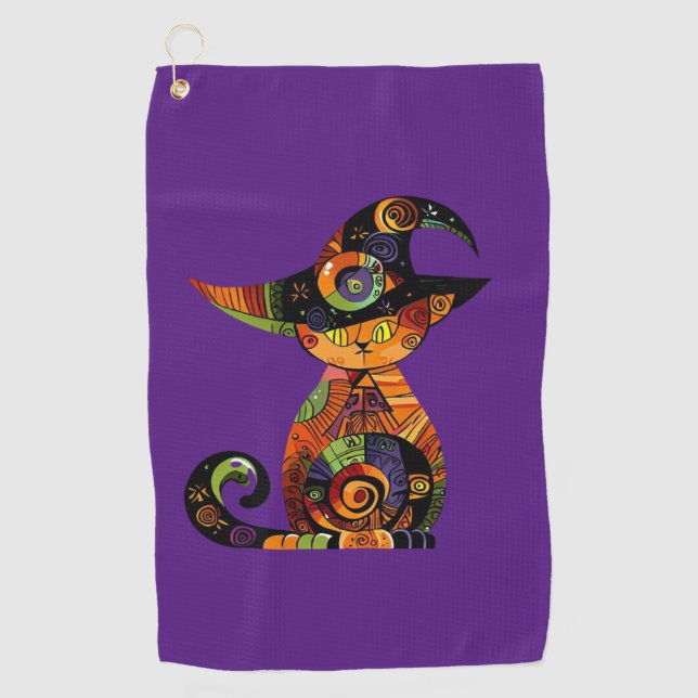 Serviette De Golf Halloween/mystique/chat/chute (Devant)