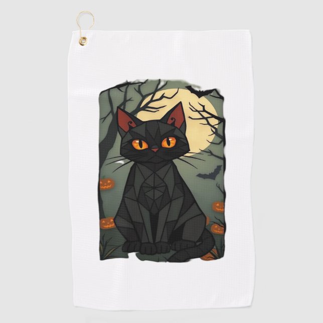 Serviette De Golf Halloween mystique Chat Noir Art - Feline Éffrayan (Devant)