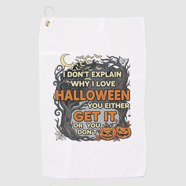 Serviette De Golf Halloween Obtenez-le Arbre Épouvantable Citrouille (Devant)