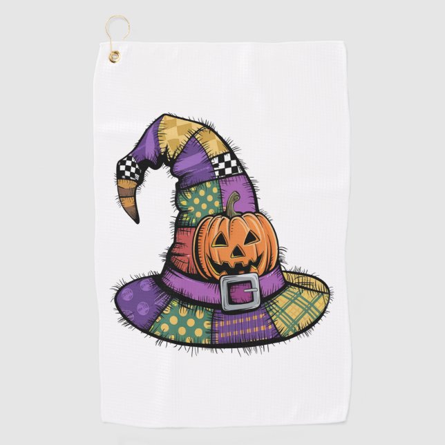 Serviette De Golf Halloween Patchwork Witch Casquette Éffrayant (Devant)