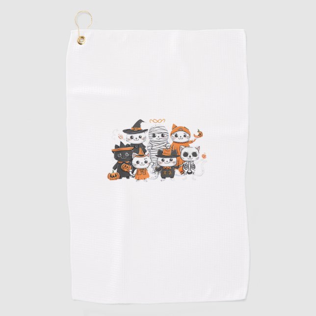 Serviette De Golf halloween pour chat mignon squelette fantôme drôle (Devant)