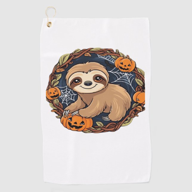 Serviette De Golf Halloween, Sloth, 31 octobre, Thanksgiving Class (Devant)