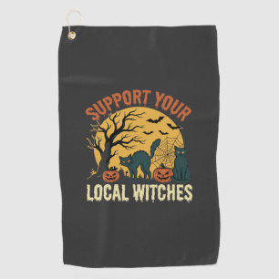 Serviette De Golf Halloween Soutenez Vos Sorcières Locales Chat Noir