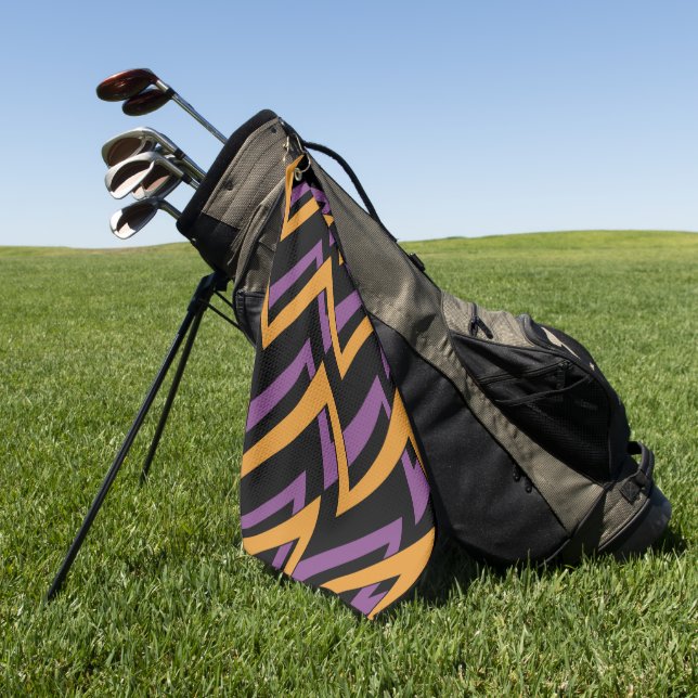 Serviette De Golf Halloween Zig Zags Orange Violet   (Vert)