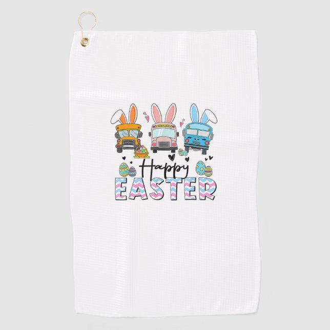 Serviette De Golf Happy Easter Day Funny School Bus Driver Life Happ (Devant)