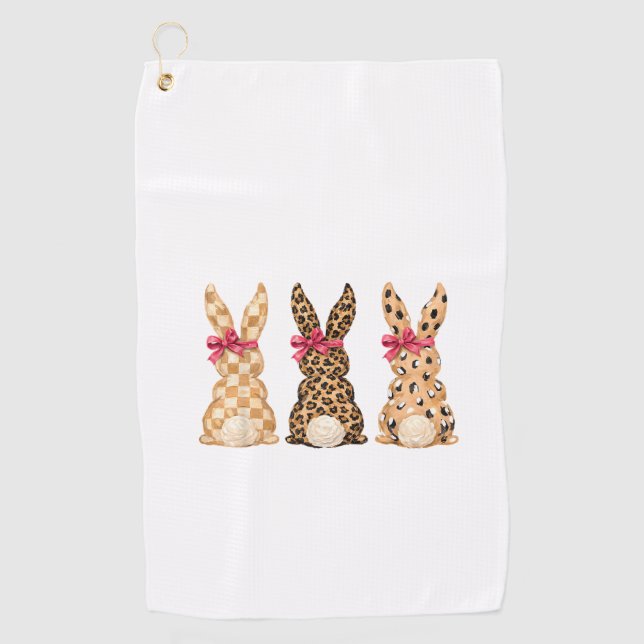 Serviette De Golf Happy Easter Leopard Bunny Coquette Bow Girl Women (Devant)