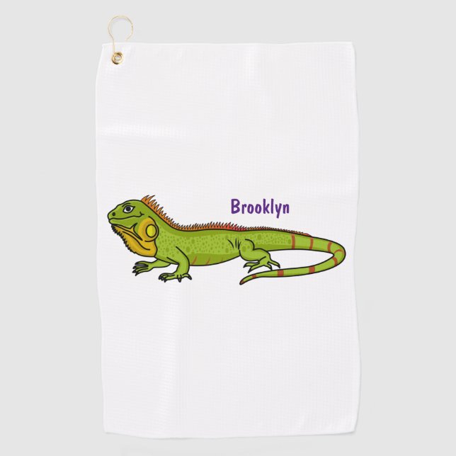 Serviette De Golf Happy green iguana cartoon (Devant)