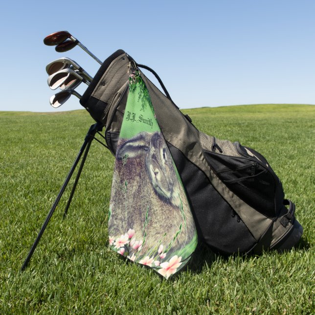 Serviette De Golf Hare Rabbit Animal Fun Personnalisé (Vert)