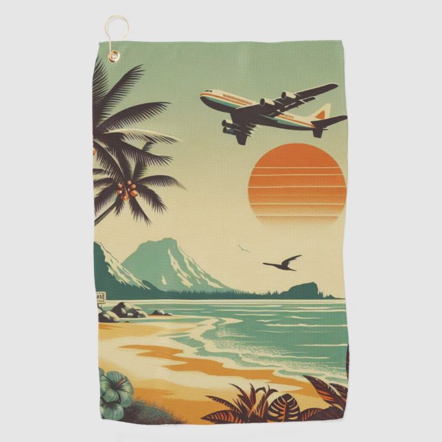 Serviette De Golf Hawaï vintage/tropical (Devant)