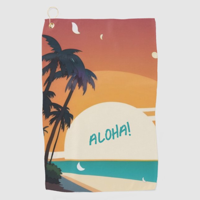 Serviette De Golf Hawaiian/Aloha/Tropical/plage (Devant)