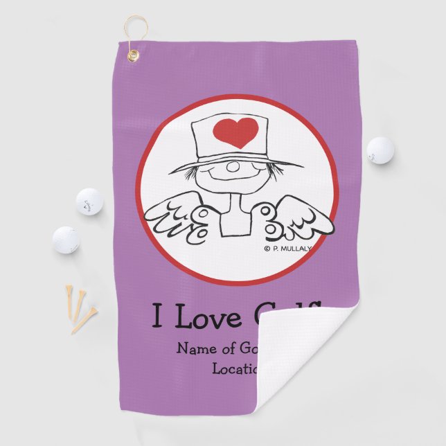 Serviette De Golf Heart Fairy © Customisé Lavender Golf Towel (En situation)