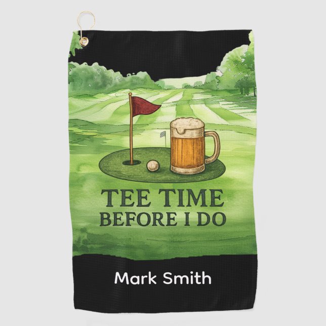 Serviette De Golf Heure de départ de golf avant que je fasse la fête (Devant)