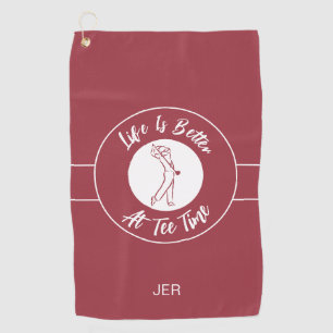 Serviette De Golf Heure de départ Humour de golfeur Sports Monogramm