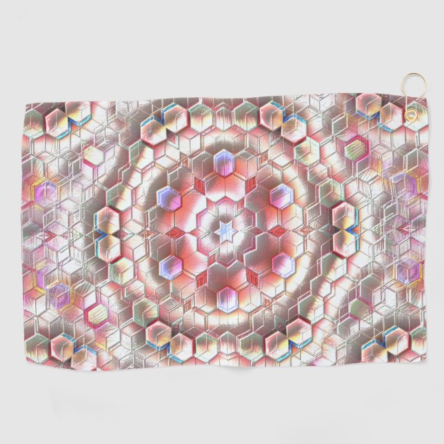 Serviette De Golf hexagone précoce formant une illusion de cube en r (Horizontal)