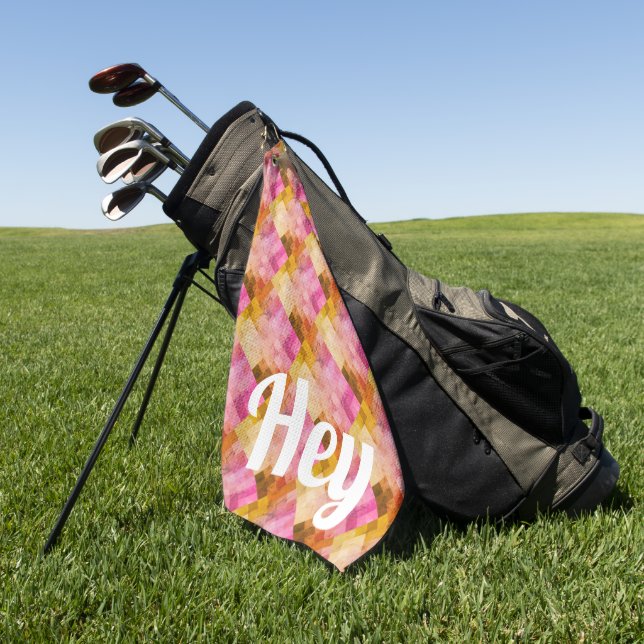 Serviette De Golf Hey motif géométrique aquarelle rose (Vert)