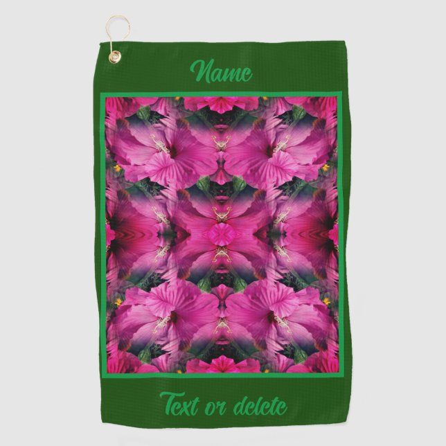 Serviette De Golf Hibiscus rose Fleur Abstraite personnalisée (Devant)