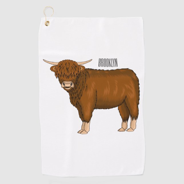 Serviette De Golf Highland cow (Devant)