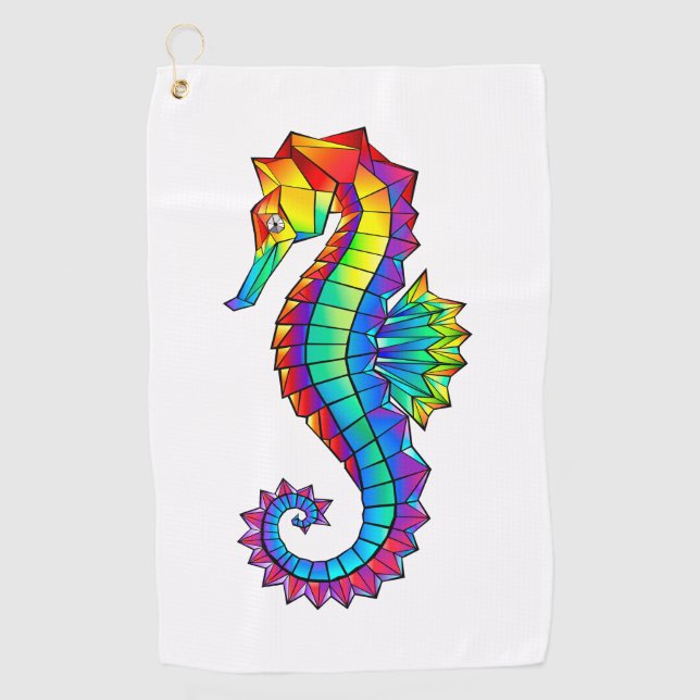 Serviette De Golf Hippocampe polygonal arc-en-ciel (Devant)