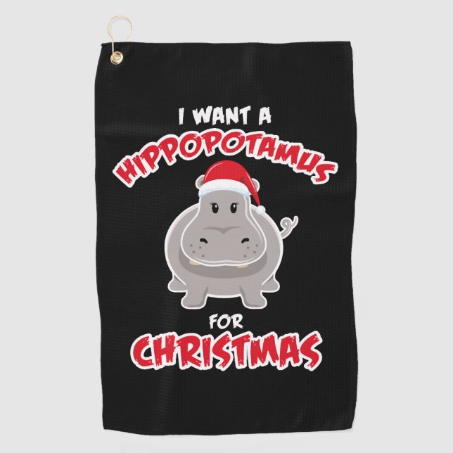 Serviette De Golf Hippopotamus For Christmas Venin (Devant)