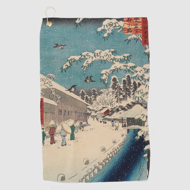 Serviette De Golf Hiroshige hiver paysage Japon pays (Devant)