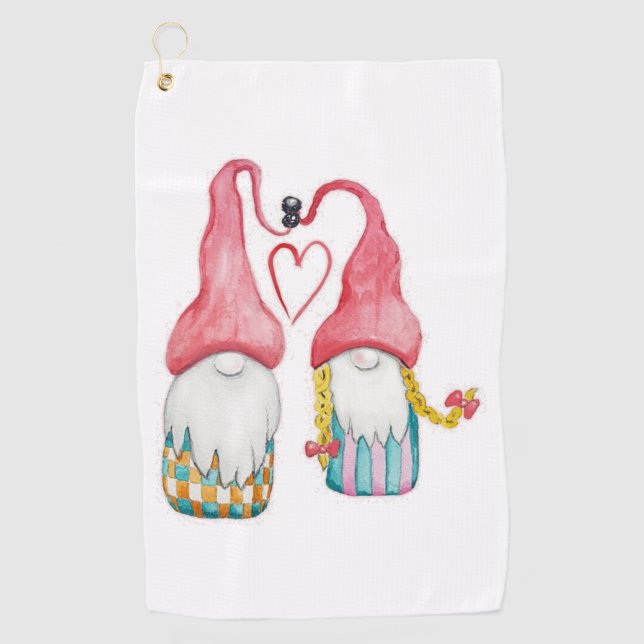 Serviette De Golf Hiver Gnomes Et Cookies Aquarelle Art Top (Devant)