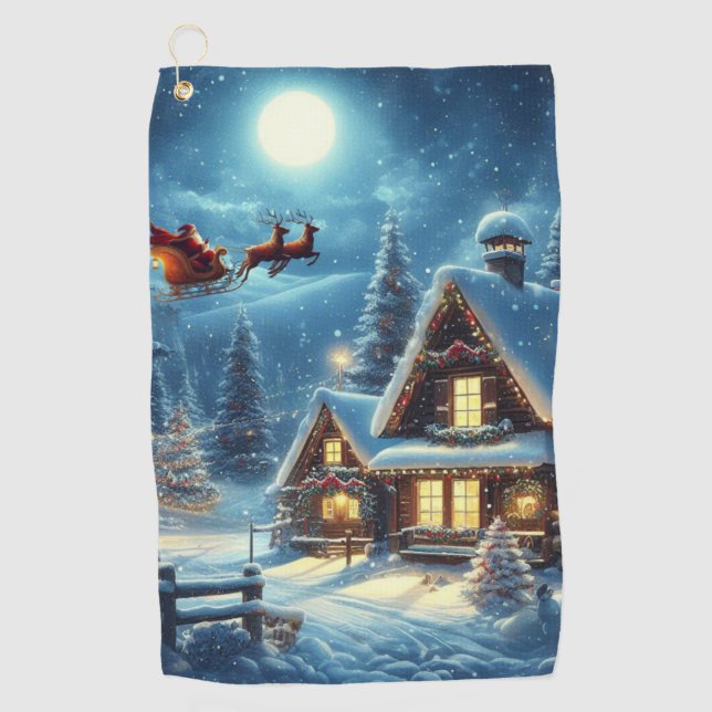 Serviette De Golf Hiver/Père Noël/Noël/Neige (Devant)