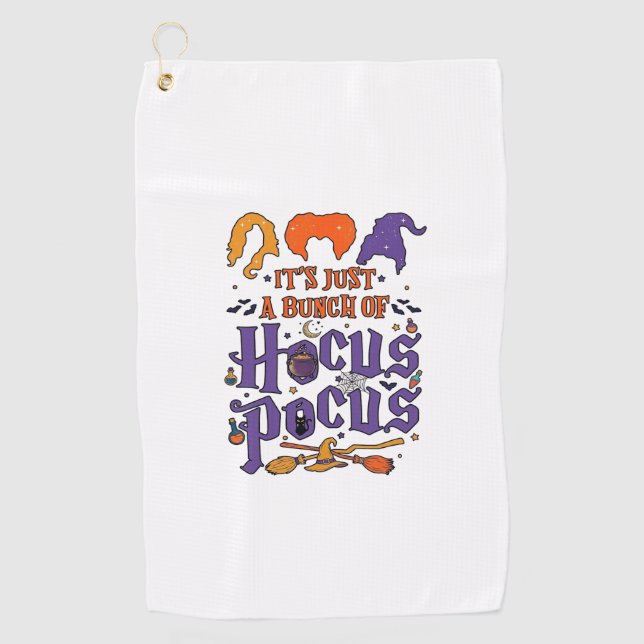 Serviette De Golf Hocus Pocus Halloween Sorcières Chaudron Balai Cha (Devant)