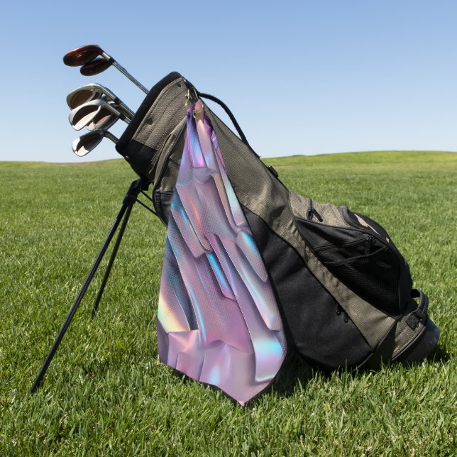 Serviette De Golf Holographie abstraite/iridescente futuriste (Vert)