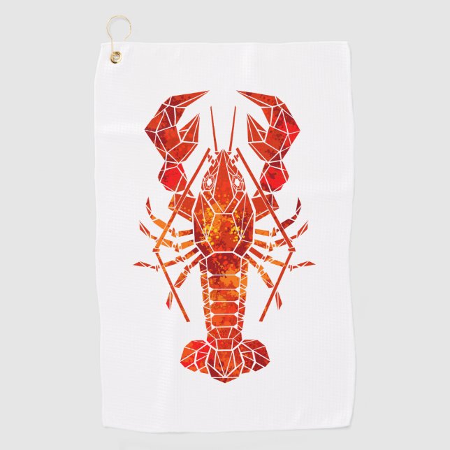 Serviette De Golf Homard polygonal rouge (Devant)
