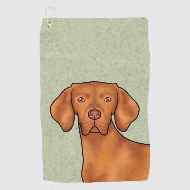 Serviette De Golf Hongrois Vizsla Caricature Pointeur Chien vert têt (Devant)