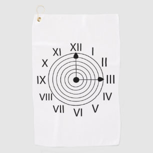 Serviette De Golf Horloge des chiffres romains noirs et blancs