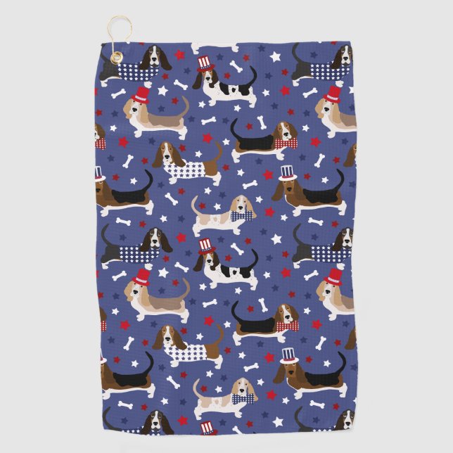 Serviette De Golf Hound Patriotique Basset (Devant)