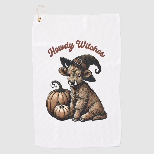 Serviette De Golf Howdy Witches Halloween Highland Cow (Devant)