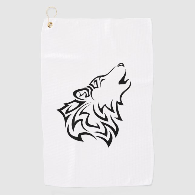 Serviette De Golf Howling Wolf Tribal (Devant)