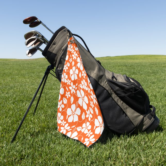 SERVIETTE DE GOLF HULA HAÏIENNE (HIBISCUS) ORANGE (Vert)