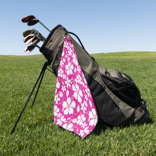 SERVIETTE DE GOLF HULA HAÏIENNE (HIBISCUS) ROSE CHAUDE (Vert)