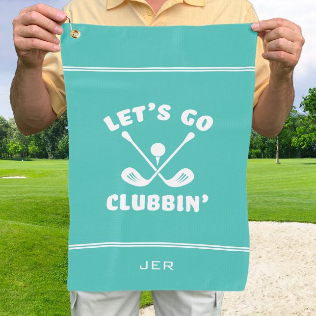 Serviette De Golf Humour de club de golf drôle Golfeur moderne Sport (Funny Golf Club Modern Golfer Sports Pro Teal Green Cute Crossed Clubs Golf Towel )