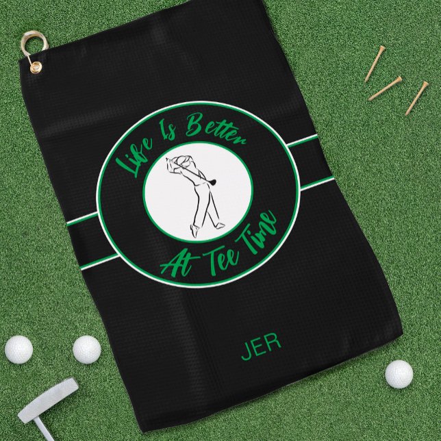 Serviette De Golf Humour de golfeur Heure de départ Sport Monogramme (Créateur téléchargé)