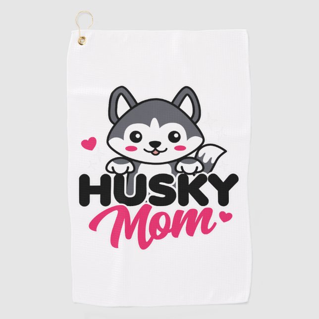 Serviette De Golf Husky Chig Maman Cute Kawaii Design (Devant)