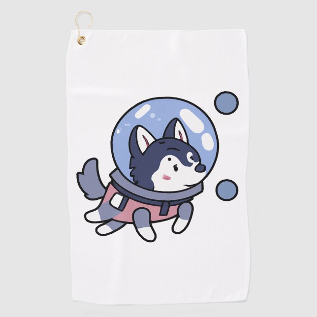 Serviette De Golf Husky Dans L'Espace Amoureux des chiens Chiot Retr (Devant)