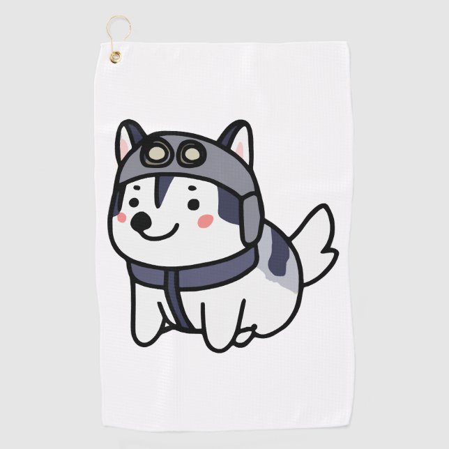 Serviette De Golf Husky Pilot Amoureux des chiens Malamute (Devant)
