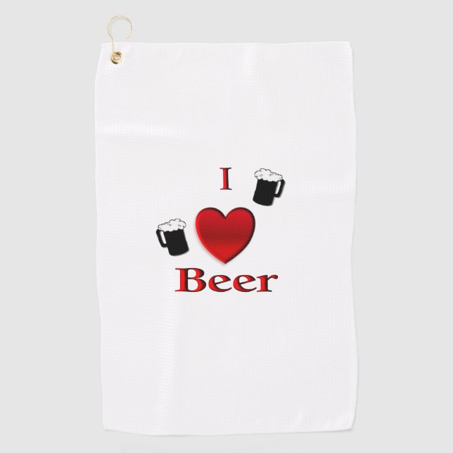 Serviette De Golf I Heart Beer Design (Devant)