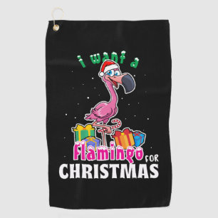 Serviette De Golf I want a Flamingo for christmas pink flamenco