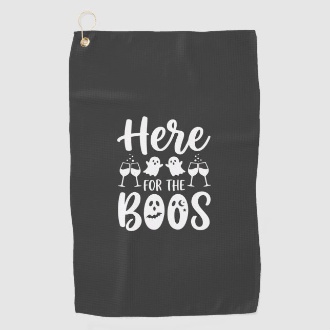 Serviette De Golf Ici pour les huées Création de fantôme d'Halloween (Devant)