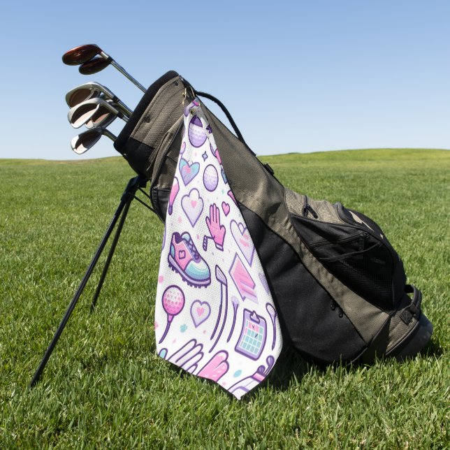 Serviette De Golf Icône de golfeuse rose  (Vert)