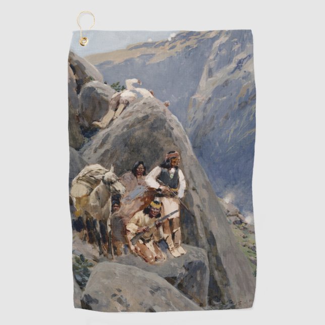 Serviette De Golf Icônes amérindiennes : Guerriers Apaches, Cavaleri (Devant)